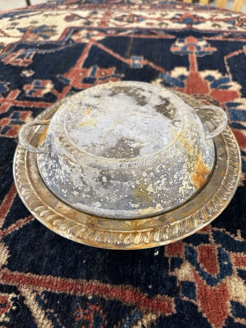 VINTAGE SILVER-PLATED COVERED Serving Round Dish with Lid £22.12 ...