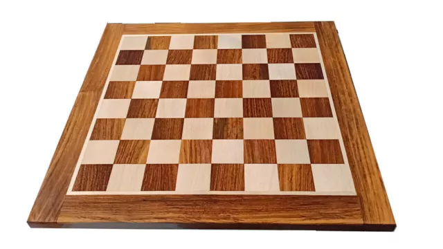 15" Hand carved Wooden weighted Square Chessboard- Sheesham & maple