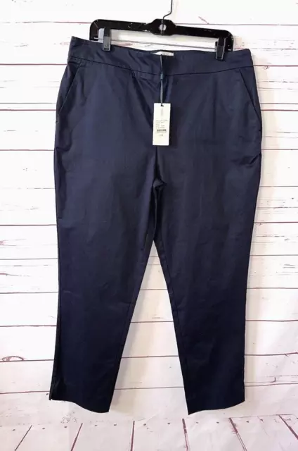 $165 NWT HOBBS London Size 10 Kaya Capri Trouser Pants Ankle Stretch Navy Blue