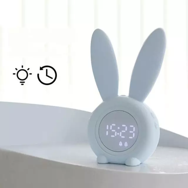 Kids Alarm Clock Night Light Silicone Toddler Children Bunny Wake Up Trainer