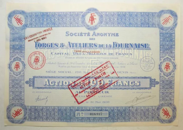 Action Ancienne - SA Forges et ateliers de la fournaise (231 )