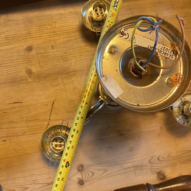 Antik Messing Effekt Metall Kronleuchter Deckenleuchte 3 Arm Kerzen Vintage Retro 9