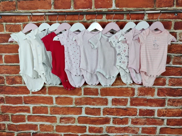 Baby Girls Bundle Age 0-3 Month M&S Next Gap Etc Bodysuit Vest Short Sleeve 62Cm
