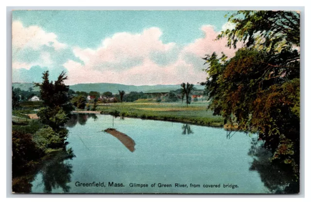 River View From Covered Bridge Greenfield Massachusetts MA UNP DB Postcard E17