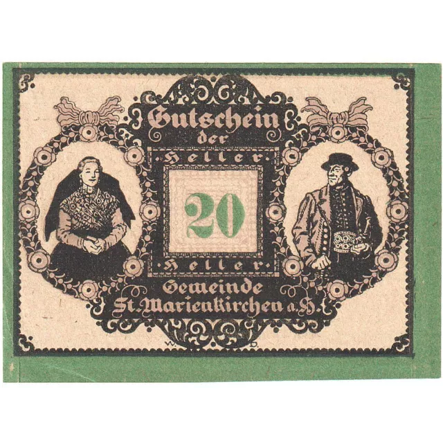 [#287980] Austria, Marienkirchen, 20 Heller, portrait 1920-10-31, UNC, Mehl:FS 9