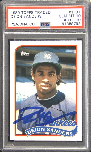 1989 Topps Traded #110T Deion Sanders Autograph Rookie RC PSA DNA 10 Gem Mint