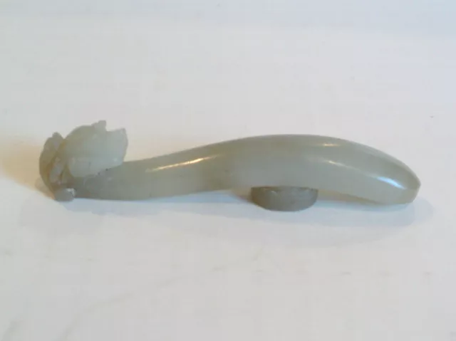 Lovely Hand Carved Chinese Jade Kimono Belt Hook / Fastener, Dragon Design