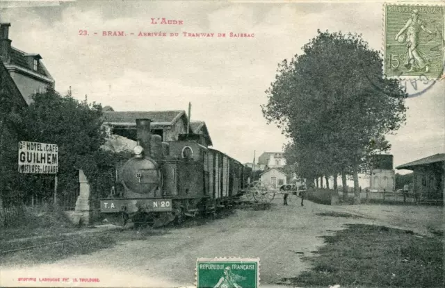 CPA 11 BRAM ARRIVAL FROM SAISSAC TRAMWAY (not common (VERY CLOSE-UP TRAIN