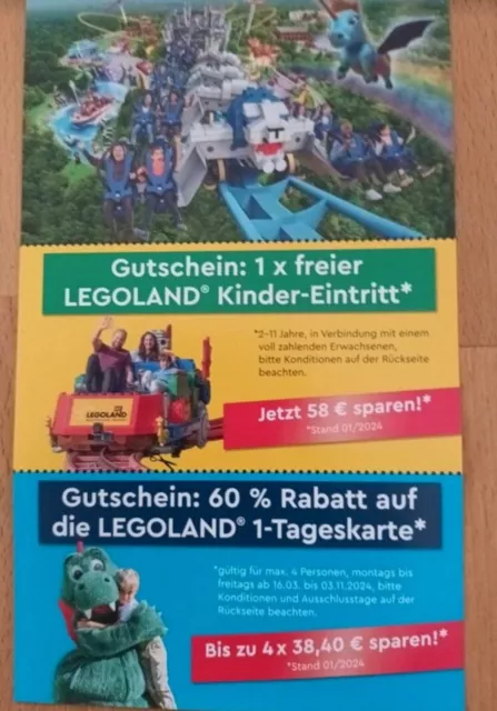 ❤️‍🔥❤️‍🔥Legoland Gutschein bis zu 4x60% Rabatt...1x Kind frei💥💥