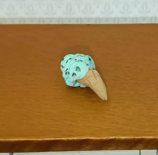 Dollhouse Ice Cream Cone Mint Chocolate Chip 1:12 Scale Miniature Food