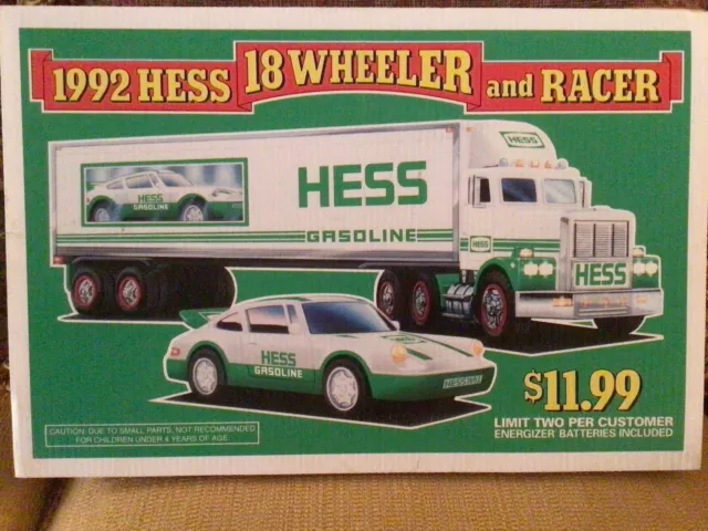 1992 Hess Corporation Toy Truck Advertisement Sign