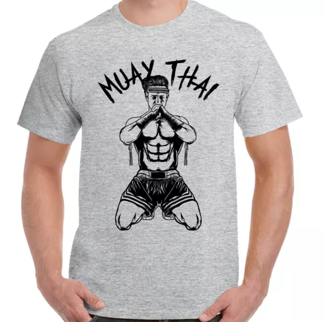 Muay Thai T-Shirt Mens Martial Arts MMA Kick Boxing Pads Gloves Training Top