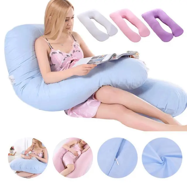 U Shape Colored Pregnancy Pillow Maternity Belly Contoured Full Body with Cover