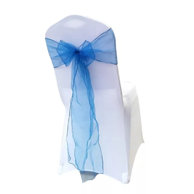 10 Pcs Banquet Ribbon Tie Back Sash Bow Organza Wedding Chair Bows