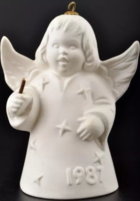 GOEBEL Annual Angel Bell 1987 Christmas Ornament White with Baton Mint 3