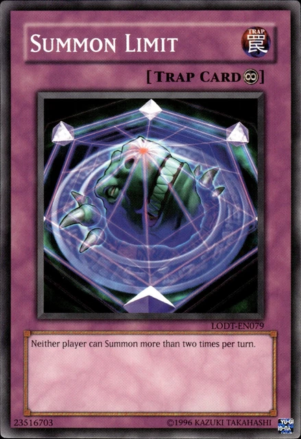 yugioh summon limit card (Secret Rare) - RA01-EN070 - Secret Rare may be 1st or Unlimited Edition SUMMON LIMIT - LODT-EN079 -