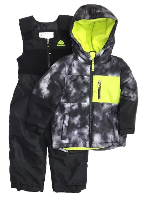 SNOZU BOYS BLACK Hooded Snow Coat & Ski Bibs Snowsuit Set $39.99