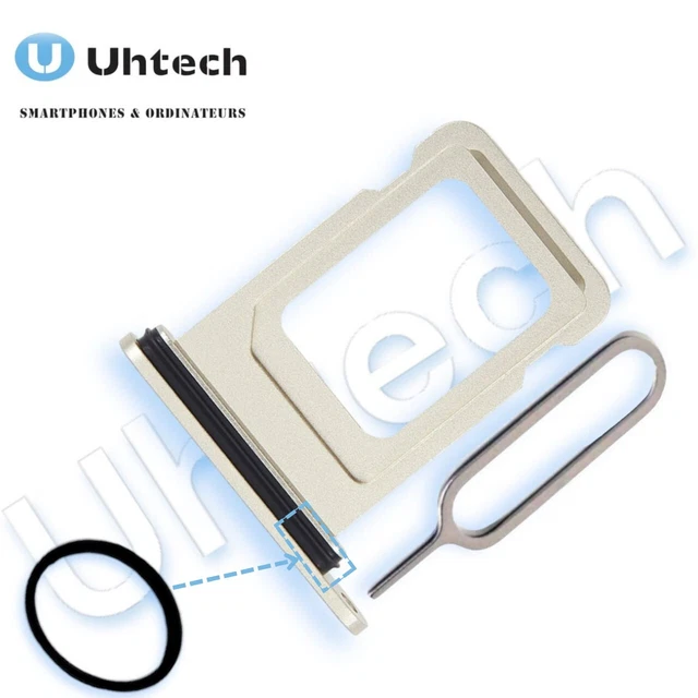 Support De Carte SIM Pour IPhone 14/14 Plus - Remplacement Avec Joint Et Épingle - Noir - Compatible A2882/A2886