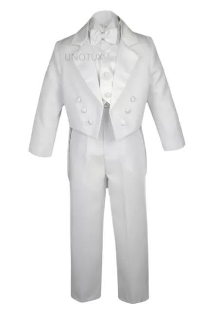 New Boys Baby Toddler Teens Wedding Formal White Boy Suit Tuxedo 5pc Set sz S-20 2