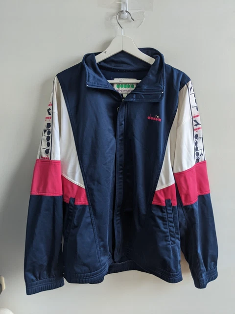 DIADORA JACKET MENS Extra Large Blue VTG Tracksuit 90s Nylon Windbreaker EUR 22 12 PicClick FR