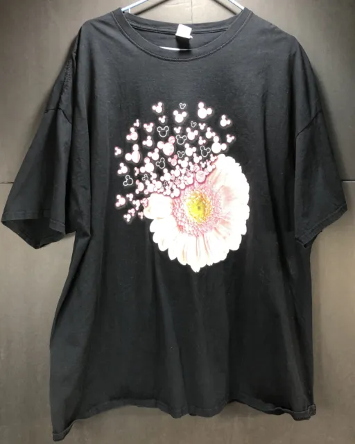 Fruit Of The Loom Disney Mickey Mouse Pink Daisy Graphic Black T Shirt Size 3XL