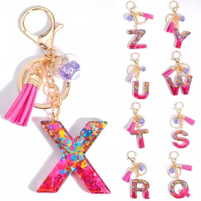 Alphabet Keyring A-Z Initials Letter Key Ring Bag Pendant Tassel Key Chain Gift