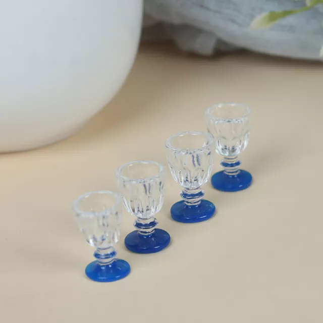 4Pcs Transparent Goblet Miniature Mini Wine Beer Cup Dollhouse Craft Home D.WG