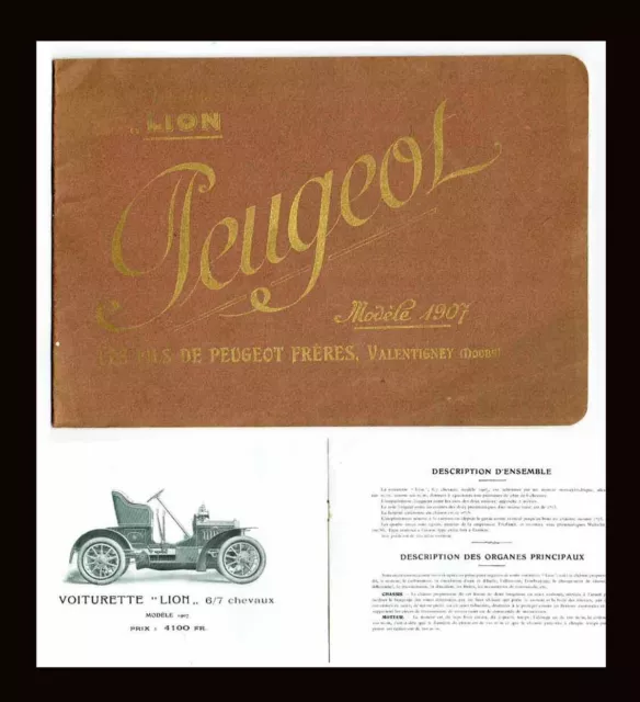 Catalogue AUTOMOBILE PEUGEOT 1907 voiturette LION