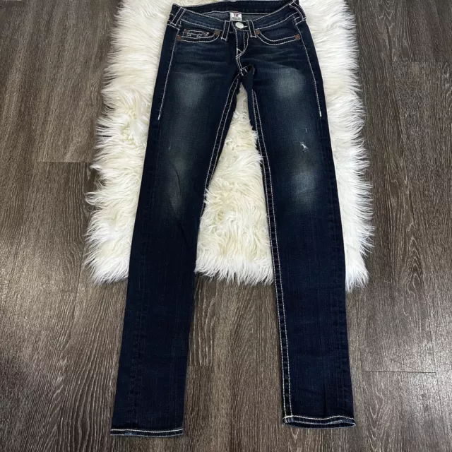 True Religion Womens Stella Big T Jeans Skinny Leg Low Rise Size 26