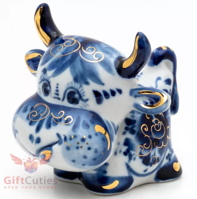 Porcelain gzhel bull calf cow ox figurine Symbol 2021 Year Гжель