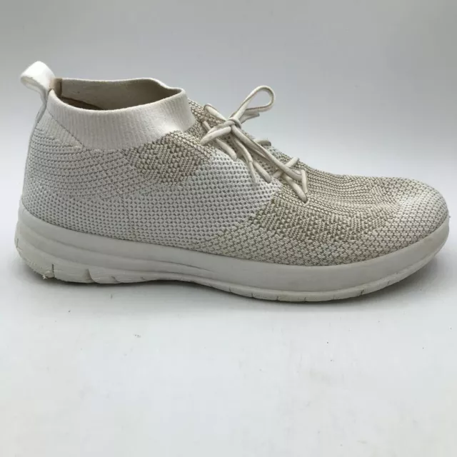 Fitflop Womens Uberknit Athletic Shoes White Textile Slip On High Top Knit 10M