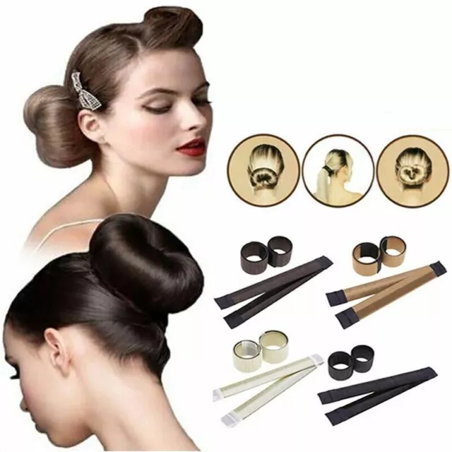 MAGIC FRENCH TWIST HAIR BUN MAKER Bands Easy Snap Tool Former Styling Donut DIY