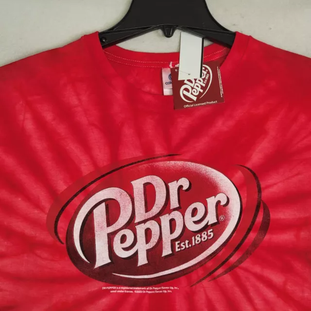 DR PEPPER Shirt ADULT RED EXTRA LARGE XL TIE DYE SODA POP CASUAL MENS NWT