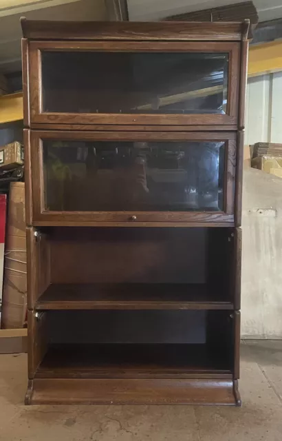 Vintage Oak Globe Wernicke Style 4 Tier Barristers Stacking Display Bookcase