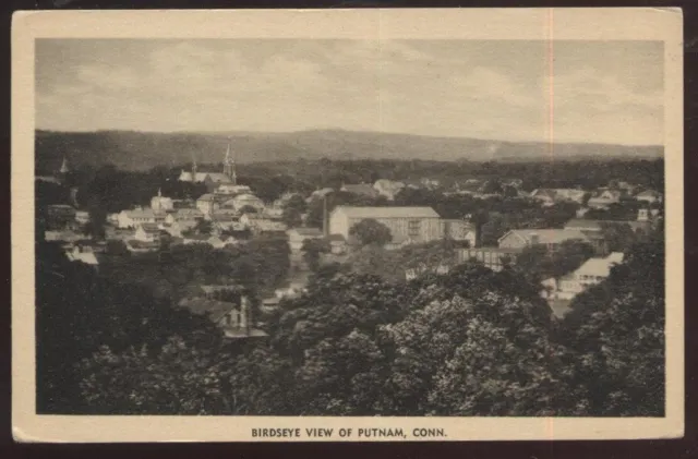 Postcard PUTNAM Connecticut/CT  Town Bird's Eye Aerial view 1920's?