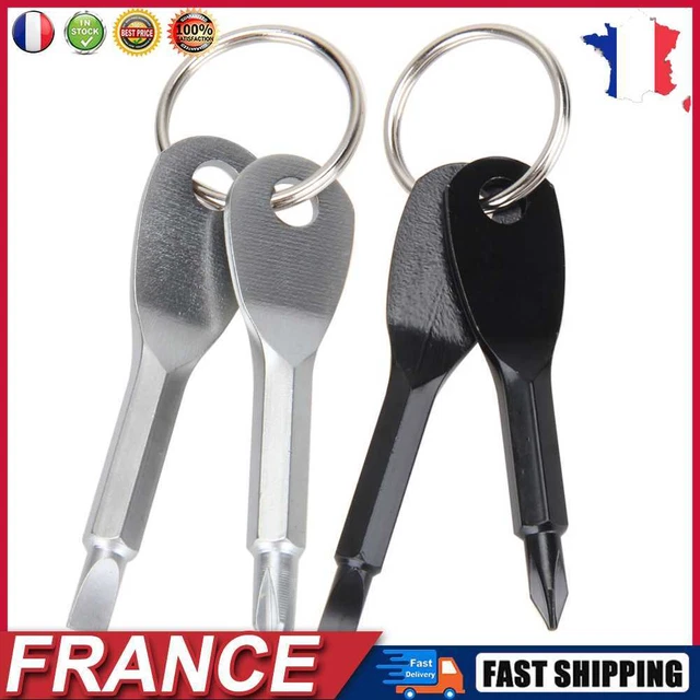 Tournevis 2pcs Porte-clés EDC Ensemble Mini Outil de poche extérieur avec porte-
