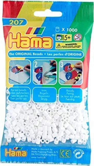 1000 Hama White Color Iron On Midi Beads : 207-01