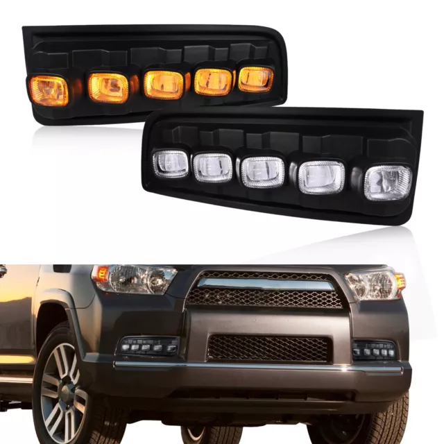 Front Fog Bumper Lights LED For Toyota 4Runner 2010-2013 DRL Turn Signal Lamp