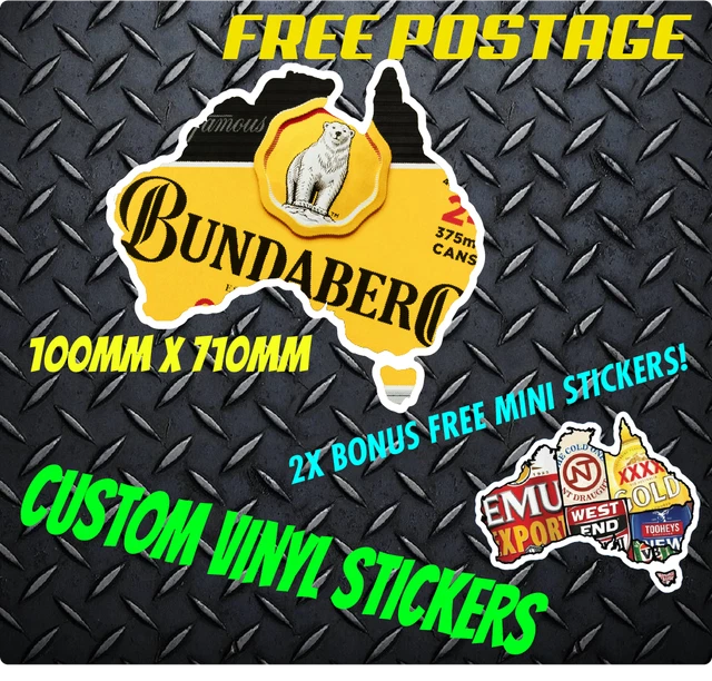 AUSTRALIA MAP BUNDABERG Rum Custom Vinyl Stickers FAST POSTAGE EUR