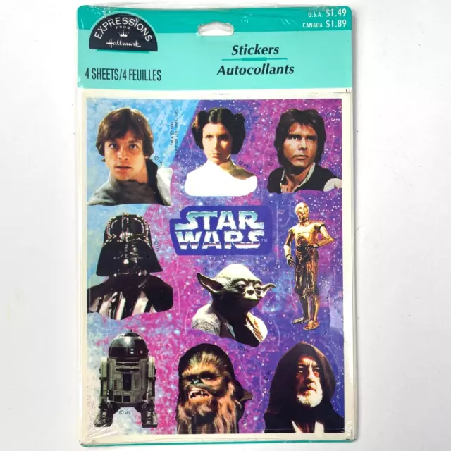 Star Wars Hallmark Expressions Vtg Sticker Pack 4 Sheets 40 Diecuts In All 1995