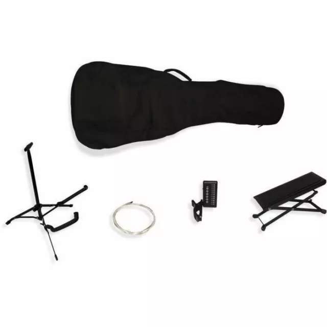 Pack Guitare Classique Granada Noir 10 Ans Accordeur Corde Médiator Housse 3