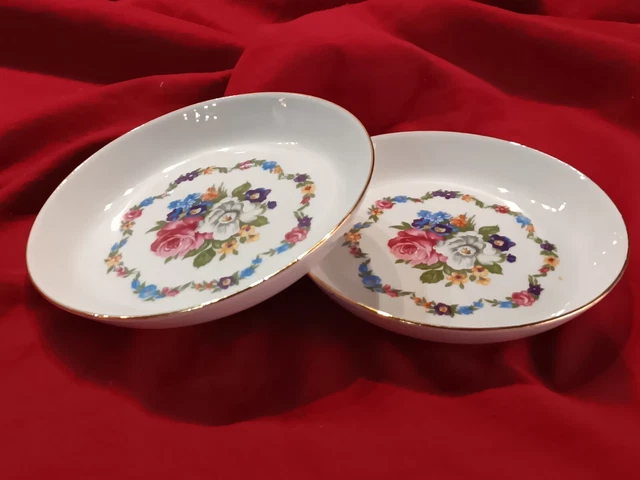 Vintage Bareuther Waldsassen Trinket Dish Tray Floral 4 1/3" ~ Made in Bavaria