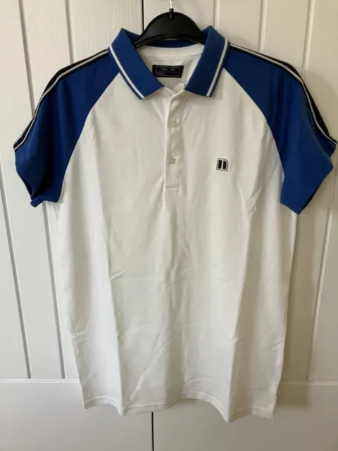 NEXT Boys Polo Shirt 16 Years White Blue Sports Top T Shirt BNWT New with Tags