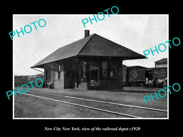 OLD LARGE HISTORIC PHOTO OF NEW CITY NEW YORK THE RAILROAD DEPOT STATION c1920