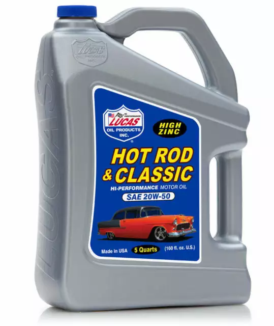 Lucas Oil 10684 Hot Rod & Classic Car Motor Oil SAE 20W-50, 5 Quart