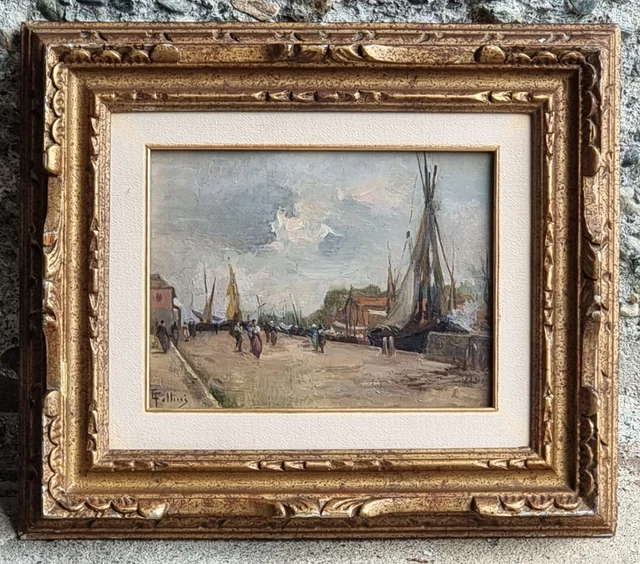 Carlo Follini (Domodossola VB 1848-Pegli (GE) 1938).Figure al porto (Viareggio?)