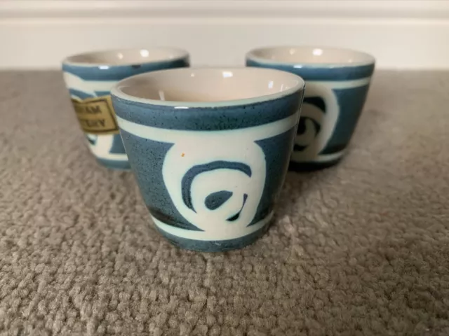 VINTAGE RETRO STUDIO POTTERY EGG CUP set of 3  Devon Brixham 1960/70s