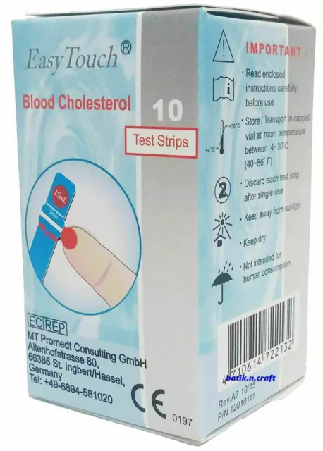 Tiras reactivas de colesterol en sangre EasyTouch Easy Touch - 1 caja @ 10 tiras
