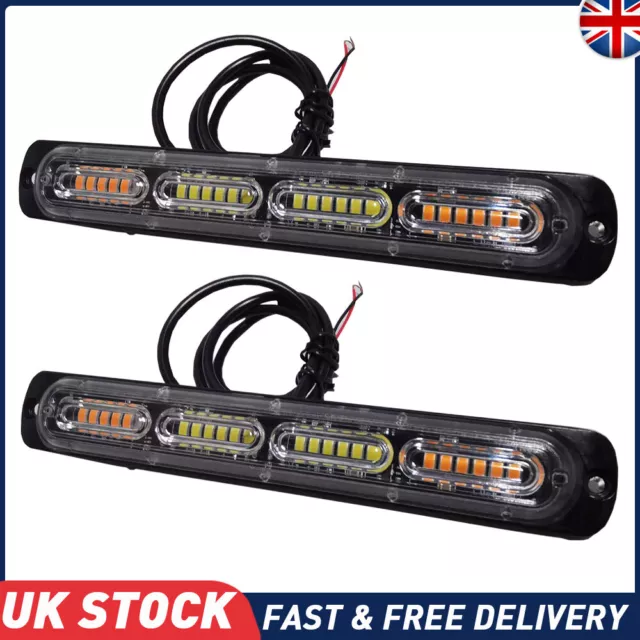 2x 48 LED Amber Recovery Strobe Flashing Grille Light Lightbar Truck Beacon Lamp