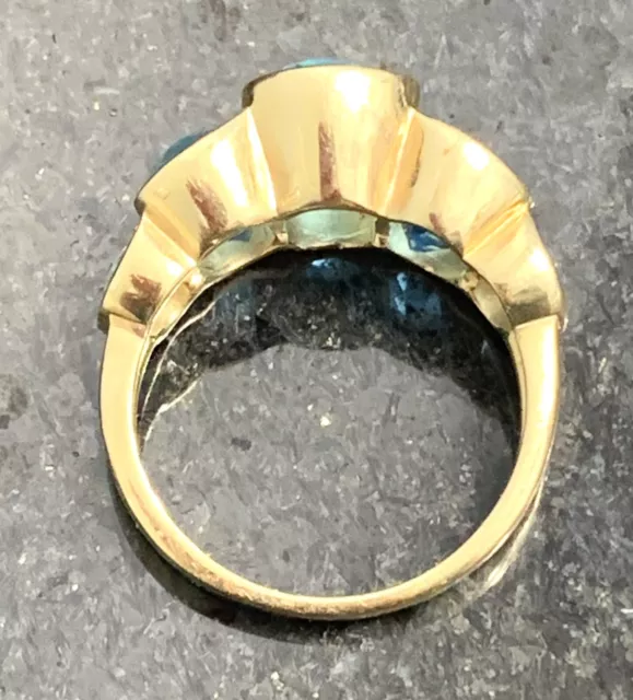 Massiver 14k Gold Schweizer Blau Topas Ring Gr.7 schwer 6,5 Gramm - italienisch ATEMBERAUBEND 3